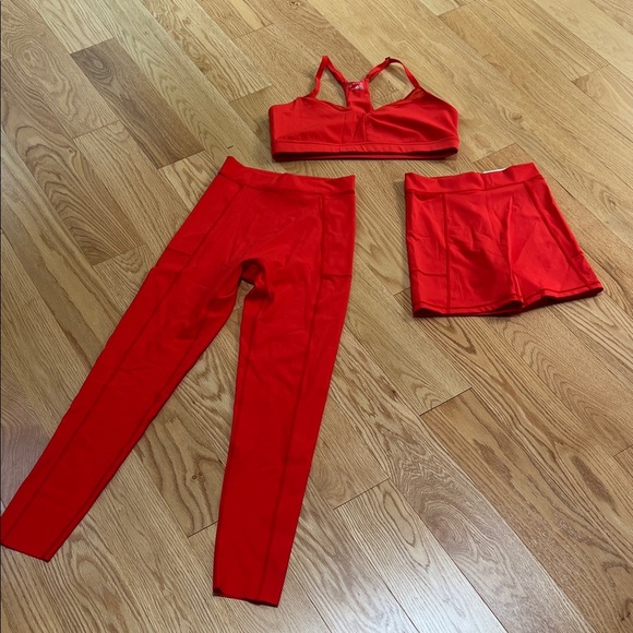 Offline Pants - NWOT! Offline by Aerie Red leggings, bra and shorts three piece set